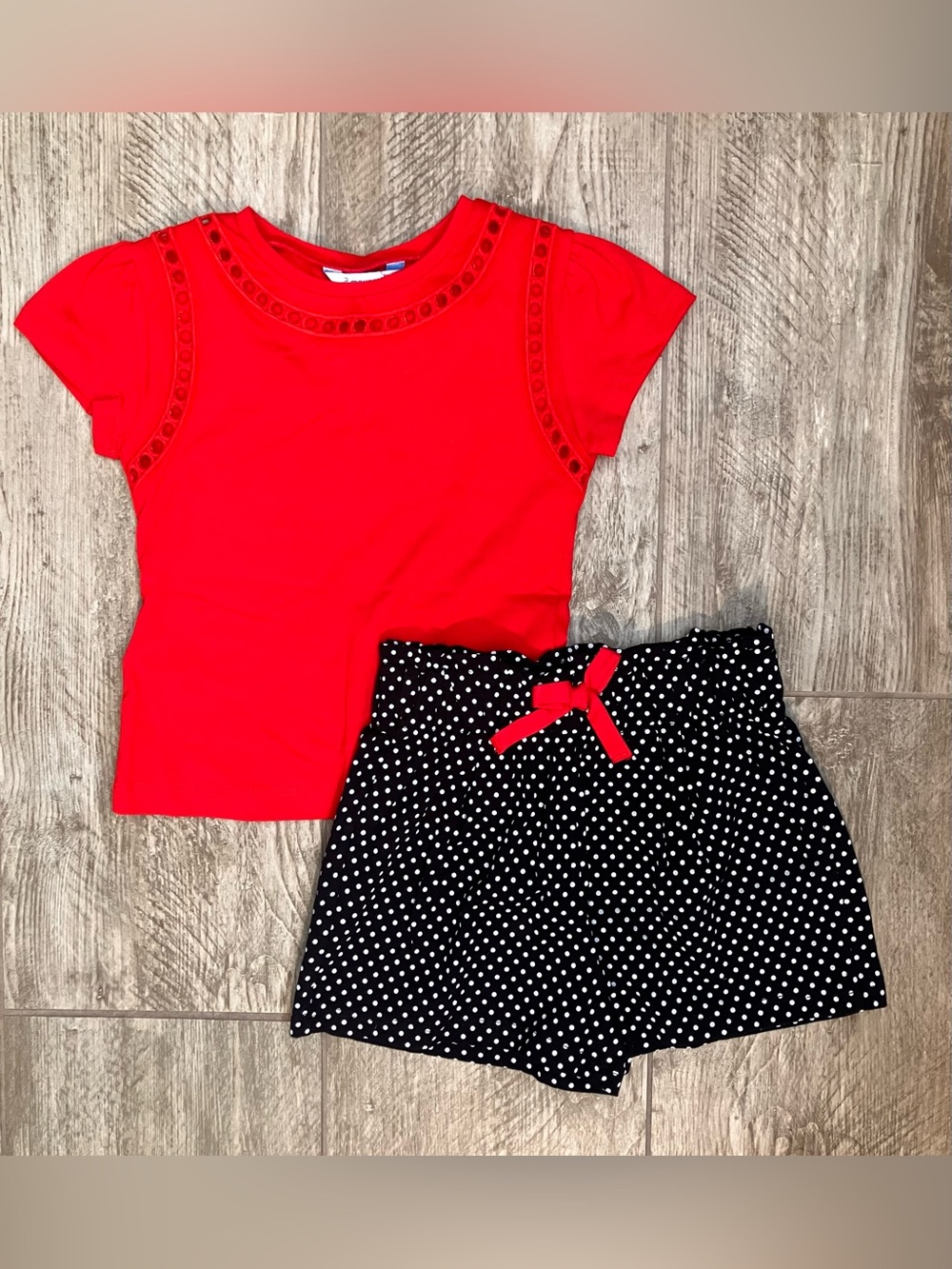 Mayoral Red Girls Tee with Decorative Eyelet Trim